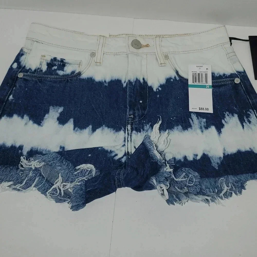 Blank NYC "The Barrow" Vintage High Rise Denim Shorts Manic Monday Sz 25 NWT